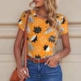 thumbnail image 6 of Fuzoiu Bold Black and White Leaves Orange Print Women's Short-Sleeved Onesie, Short Sleeve Body Suits, Women Round Neck Bodysuits for Women,for Daily Wear, Parties, and Layering-X-Large, 6 of 7