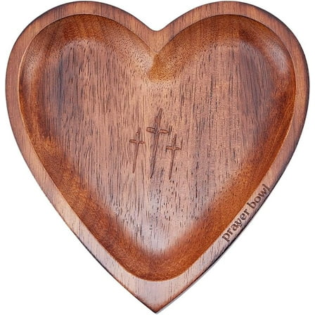 Heart Prayer Bowl Wooden Prayer Bowl with Christian Gifts Women Heart Curved Shaped Decorative Bowl Resin Prayer Dough Bowl
