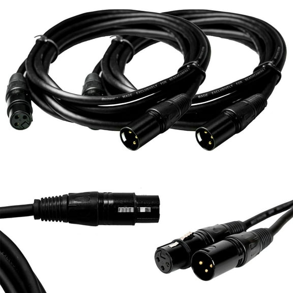 Deco Gear XLR 10' Male to XLR Female 16AWG Gold Plated Cable (2-Pack)