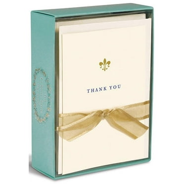 Boxed Thank You cards with Gold Foil Fleur de Lis - Box of 10 cards & envelopes