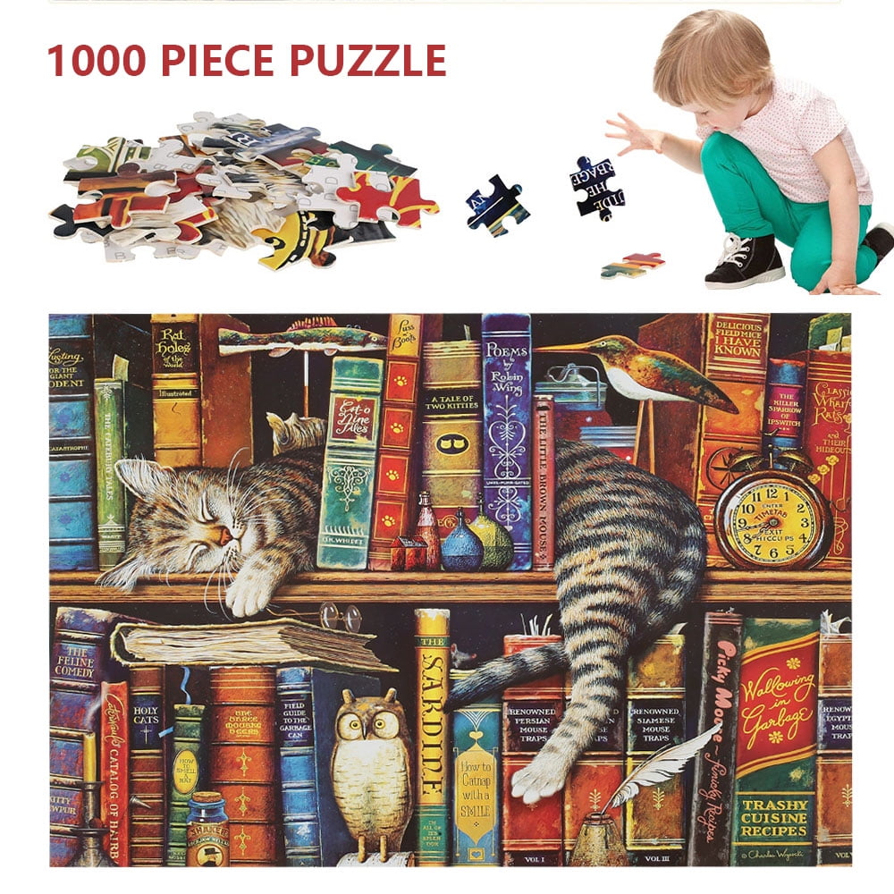 1000Piece Puzzles Educational Game Window Cat Puzzle Adults Kids Learning Paper 