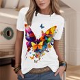 thumbnail image 2 of Women Summer Tops Women Summer Casual Fashion Round Neck Short Sleeve Flower Print TShirt Top Ladies Tops 5x Shirts And Fashion Lady Pullover Top Workout Tee Womens plus Size Athletic Tees Hot Pink XL, 2 of 4