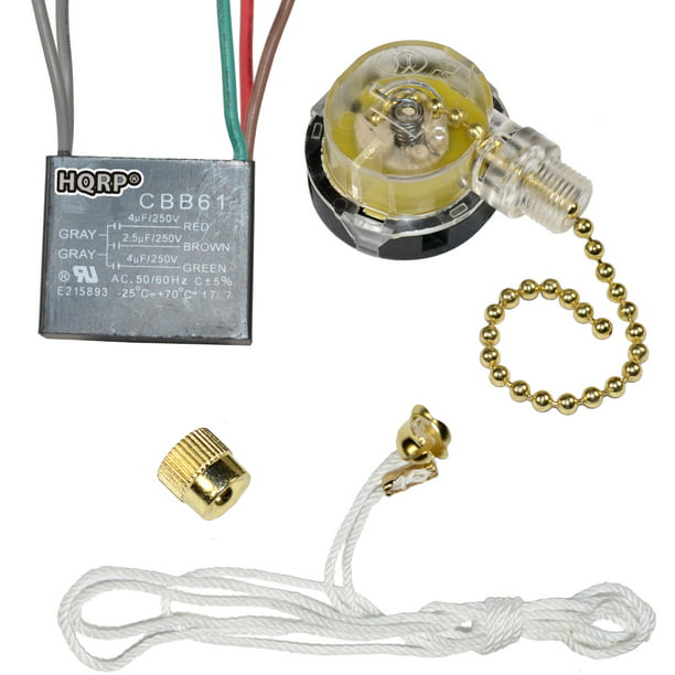 Hqrp Kit Ceiling Fan Capacitor Cbb61, Ceiling Fan Capacitor 3 Wire 4uf