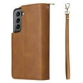 thumbnail image 6 of Feishell for Samsung Galaxy S22 (6.1 inch) Wallet Case for Women Men,Premium PU Leather Magnetic Clasp Zipper 9 Card Slots Folio Flip Holder Shockproof Purse Phone Case with Wrist Strap,Brown, 6 of 8