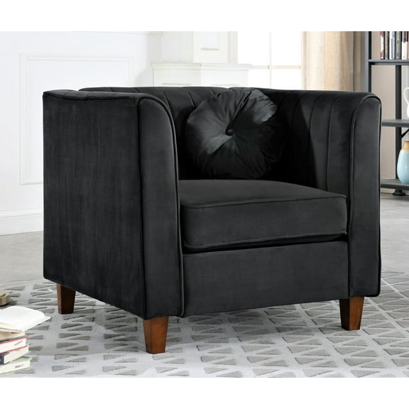 Uspridefurniture Arcola 32" Rolled Arm Chair,Black