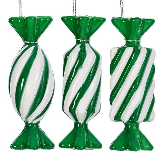 Vickerman MT253204W 4 in. Green Swirl Enamel Candy Assortment Ornament - 6 per Bag