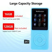 MP3 Player, Music Player with 16GB Micro SD Card, Build-in FM Radio/Video Play/Voice Recorder/E-Book Reader, Supports up to 128GB, Sky blue