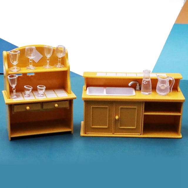 1:12 conjunto de muebles de cocina para nevera accesorios para fotos decoración de cocina Hugo Mueble de TV de casa de muñecas
