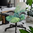 thumbnail image 2 of FKELYI Office Chair Cover Stretch Fabric Computer Chair Slipcover Washable Tropical Palm Leaf Print Anti-Dust Rotating Chair Protector for Boss Chair Home Decor, Large, 2 of 6