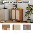 thumbnail image 7 of Rattan Buffet Storage Cabinet, Sideboard Kitchen Wood Cupboard Storage Cabinet with Adjustable Shelves, Entryway Table for Dining Living Room, 7 of 7