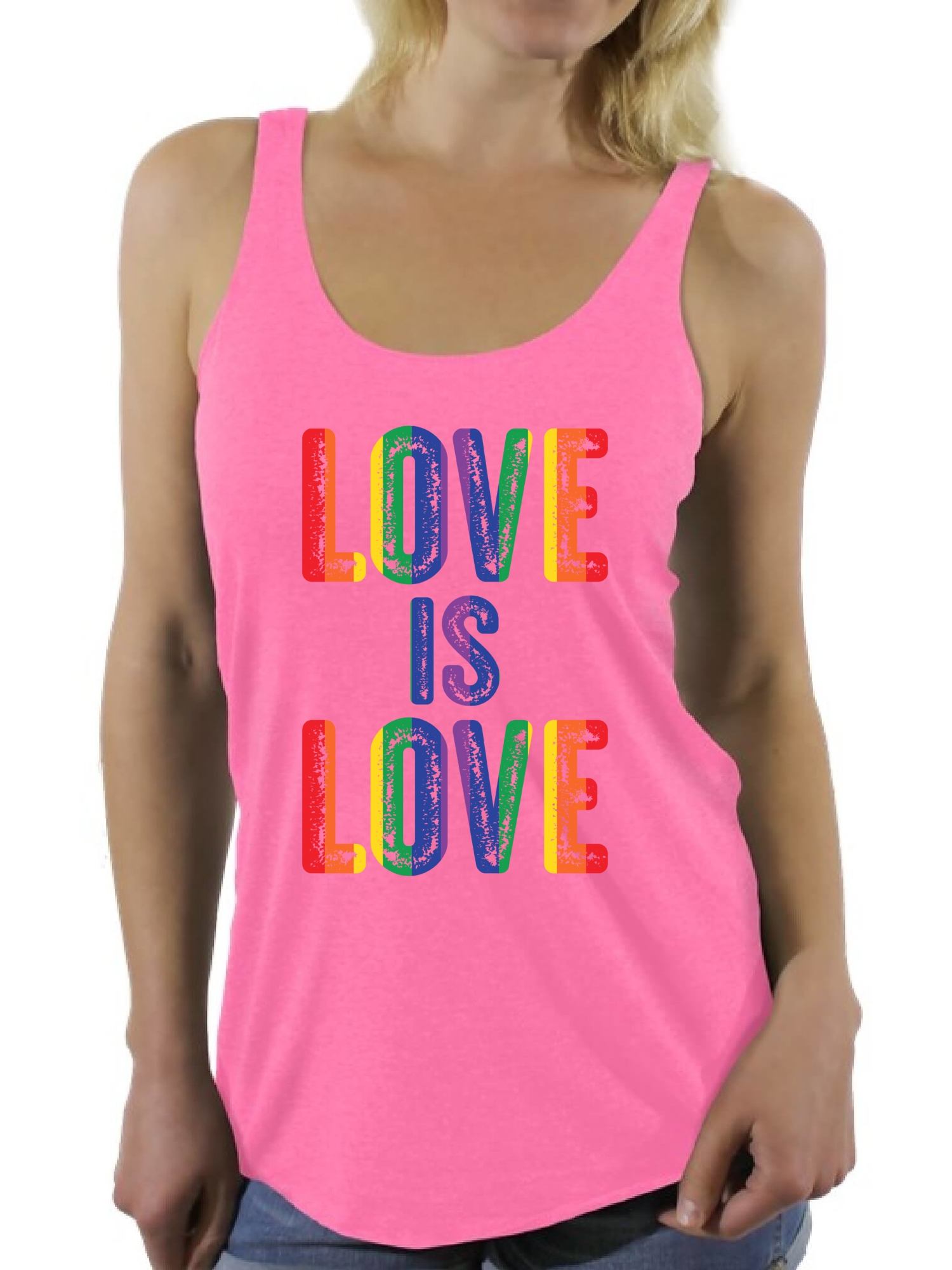 ELDPS Women's Rainbow Pride Sleeveless Racerback Tank Top – LGBTQ Love Equality Graphic Tee In Grey, Size XL - View #9