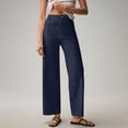 thumbnail image 3 of Fashionable stretch cotton cropped wide-leg jeans, casual ankle-length jeans, 3 of 9