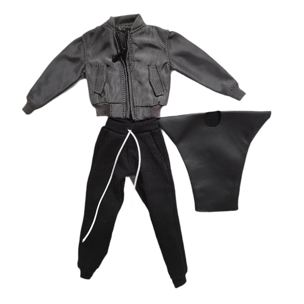 Conjunto de ropa y pantalones para figura a escala 1:12, hecho a mano, informal, con camiseta corta Gris
