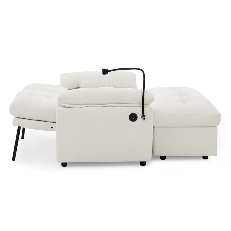 Double Sofa Recliner with Storage Ottoman, Manual Adjustable Reclining Loveseat with USB Charging Port, Phone Stand, and Soft Padded Armrests for Living Room, Apartment, and Home Theater