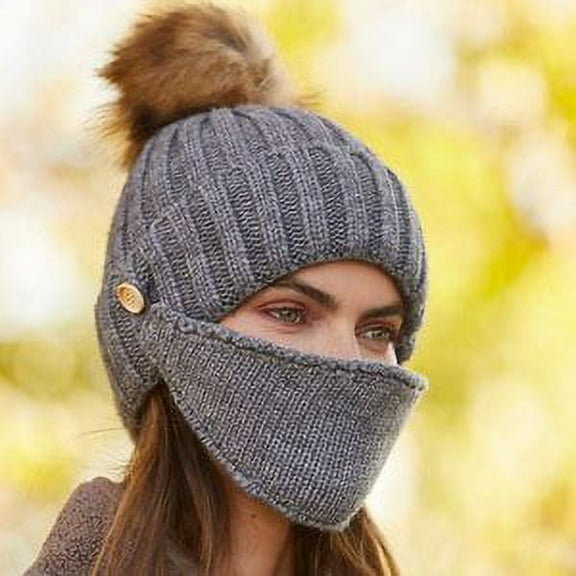 Faux Fur Beanie With Mask