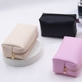 thumbnail image 3 of Simple Portable Travel Square Make Up Bag Zipper Toiletry Organizer Purse Cosmetic Bag Storage Bag PU Leather BLACK, 3 of 8