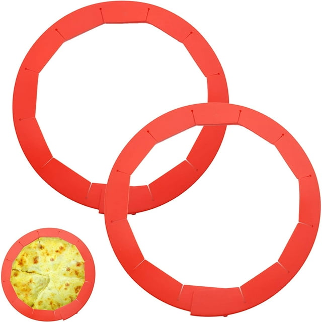 Luxtrip Lot de 2 Boucliers en Silicone pour Croûte à Tarte, Protège-Tartes Ajustables en Silicone, Bouclier pour Croûte à Tarte, Convient aux Tartes de 8 Pouces à 10 Pouces de Diamètre, Rouge