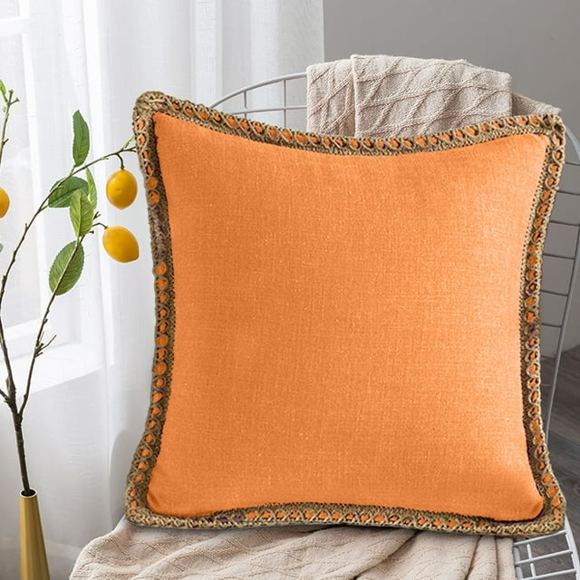 Fridja Orange Couch Pillow Covers 18x18 Inch, Soft Solid Color Retro Decorative Square Lightweight Practical Throw Pillow Covers Farmhouse for Sofa Living Room Bed