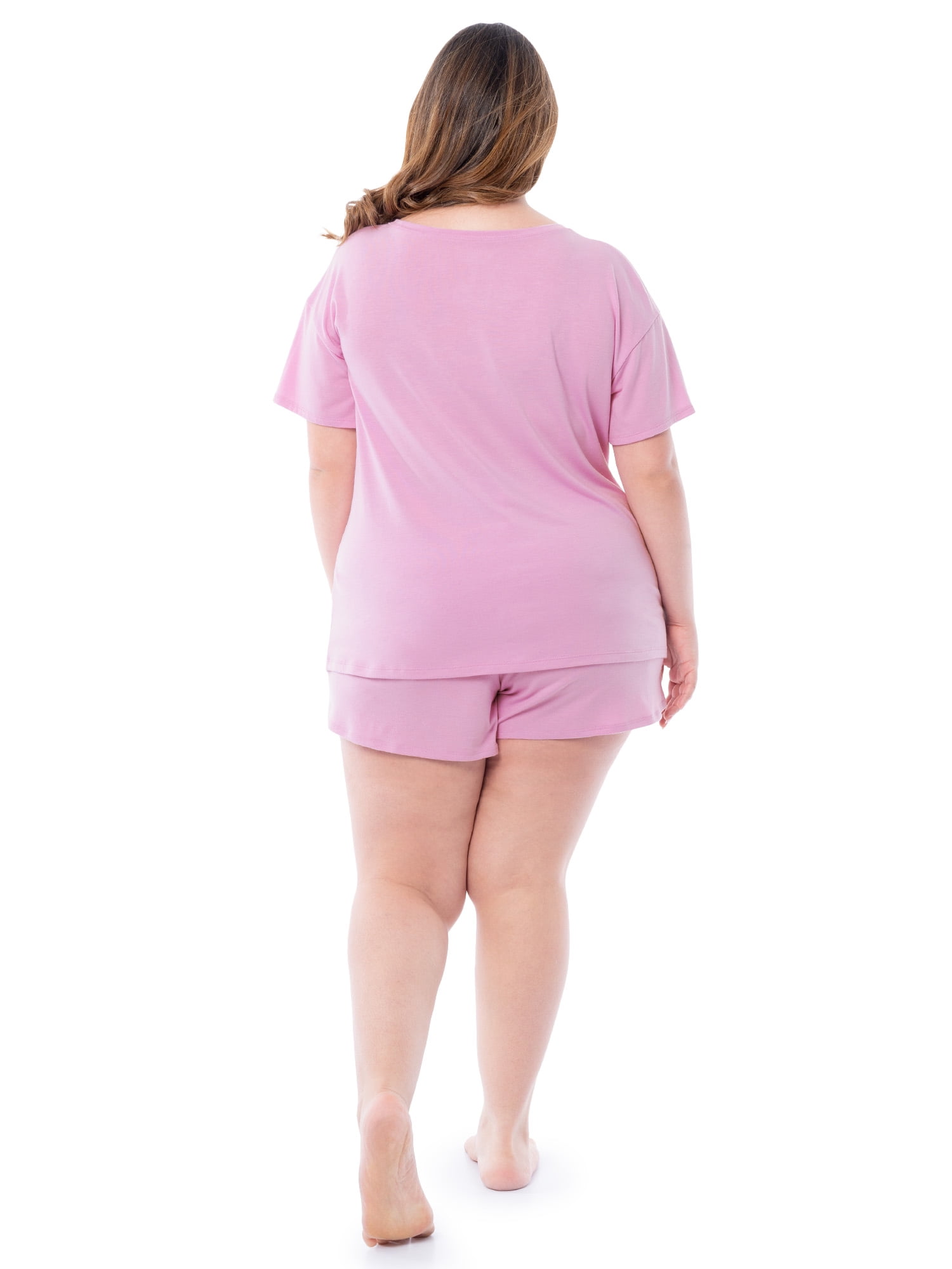 Fruit of the Loom Women's Soft and Breathable Short Sleeve Crew Top & Pajama Short Set, Sizes S-4X