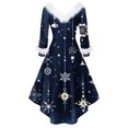thumbnail image 6 of Christmas Party Printed Dresses for Women Vintage Christmas Midi Dress Casual Dresses Cocktail Dress Party Festive Dresses for Fall and Winter Seasons,Navy,2XL, 6 of 6