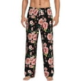 thumbnail image 2 of Goofa Rose Flowers Printed Soft Pajama Pants for Men, Wide Leg Comfy Casual Lounge Yoga Pants-Medium, 2 of 9