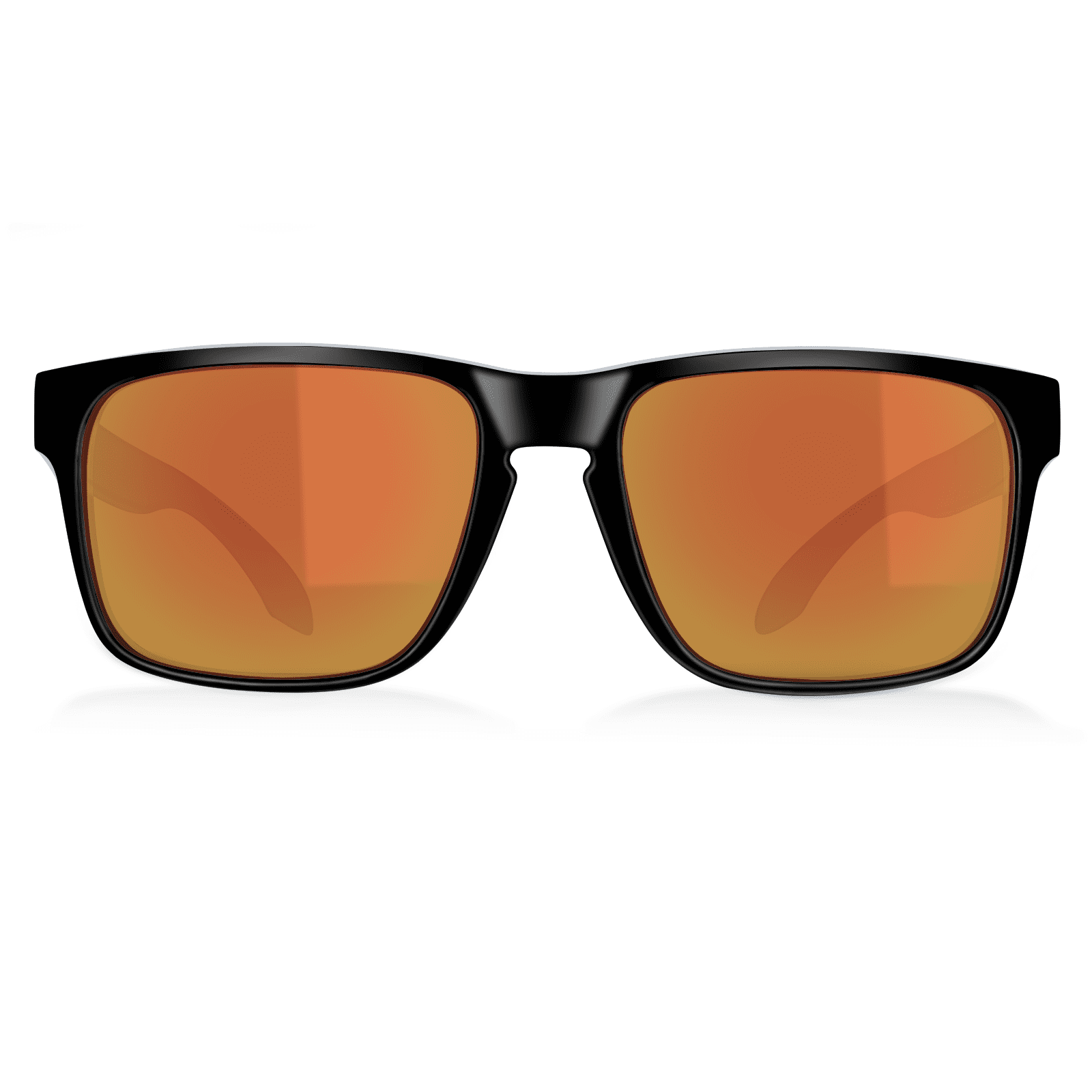 B.N.U.S Polarized Sunglasses for Women Men Corning Real Glass Lens with Spring Hinges Shiny Black / Red Flash Lenses