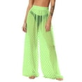 thumbnail image 2 of Pincandy Women See Through Sheer Mesh Pants Beach Swimsuit Bikini Bottom Cover up Party Club Elastic High Waist Wide Leg Pants, 2 of 7