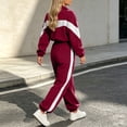 thumbnail image 6 of Smupbvky Tracksuits for Women Set 2 Piece Collared Color Block Zip Jacket Long Sleeve Jogger Pants Casual Fall Outfits (XL, Wine), 6 of 7