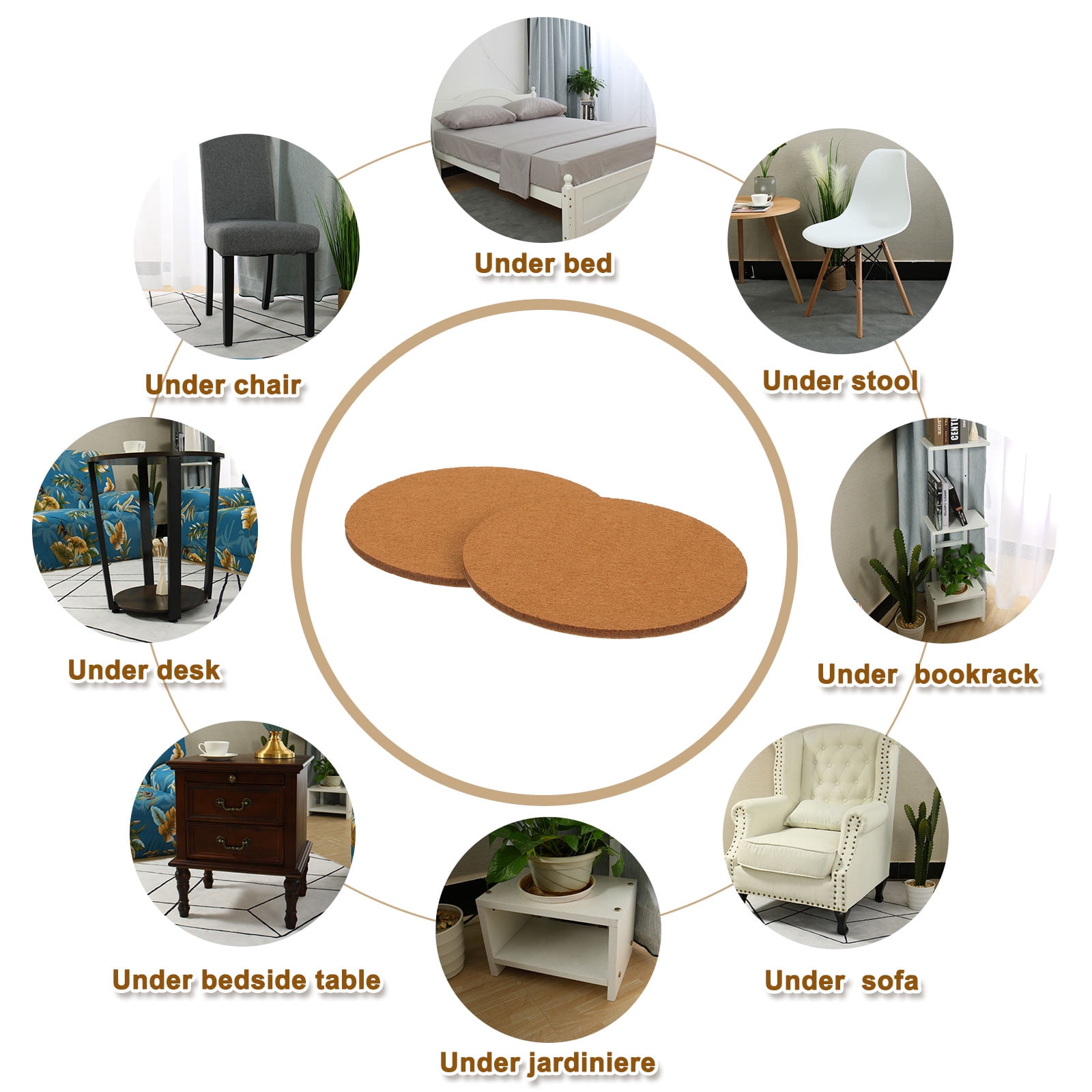 Round Felt Furniture Pads, 16Pack 3.5" Dia x 0.12" Thick Adhesive Backed Felt Non-slip Anti-scratch Felt Pads Chair Leg Protectors for Protecting Hardwood Floor, Light Brown
