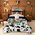 thumbnail image 2 of meiyoeat Western Cow Print Monogram D Twin Duvet Cover For Boys,Leopard Initial Print Twin Bedding,Black Reversible,2 Pieces,1 Duvet Cover and 1 Pillowcase, 2 of 6