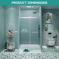 thumbnail image 3 of 60 Inch Frameless Double Sliding Shower Door with Soft Close Brushed Nickel Finish 5 16 Inch Tempered Glass Safety Film Stainless Steel Handles, 3 of 9