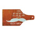 thumbnail image 2 of Christmas Cutting Board, Keep Calm and Ho-Ho-Ho Words with Moustache and Snowflake Humor Funny Design, Tempered Glass Cutting and Serving Board, Wine Bottle Shape, Vermilion White, by Ambesonne, 2 of 5