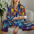 thumbnail image 6 of Uemuo Colorful Fall Leaves Pattern Womens Pajama Sets,PJ Set for Women,Pajamas for Women Logo,Long Sleeve Pajama Set for Women,Soft Long Sleeve Top With Pants-Large, 6 of 9