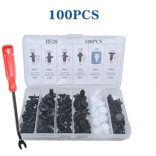 100 piezas de pasadores de empuje de plástico para carrocería de automóvil, sujetadores de remaches, clip de moldura para ensamblaje de muebles automotrices, kit de tornillos de expansión con
