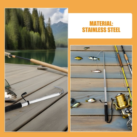 ETHZZLE Compact Telescopic Fishing Gaff with Stainless Steel Hook Retractable Pole for Outdoor Fishing