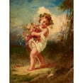 thumbnail image 2 of François-Louis Lanfant De Metz 12x14 Gold Ornate Wood Frame and Double Matted Museum Art Print Titled - Child Carrying Flowers (1850), 2 of 4