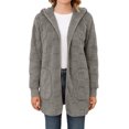 thumbnail image 6 of Wutalume Women's Fashionable Solid Color Long Sleeved Plush Jacket, Casual Hooded Warm Cardigan Jacket with Pockets, Soft Interior, Perfect for Daily Use and Travel,Gray XL, 6 of 6