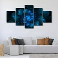 thumbnail image 2 of TISHIRON 5PCS Framed Canvas Wall Art Set,60"x32" Abstract Blue Neon Flowers Canvas Art Decor, 2 of 7