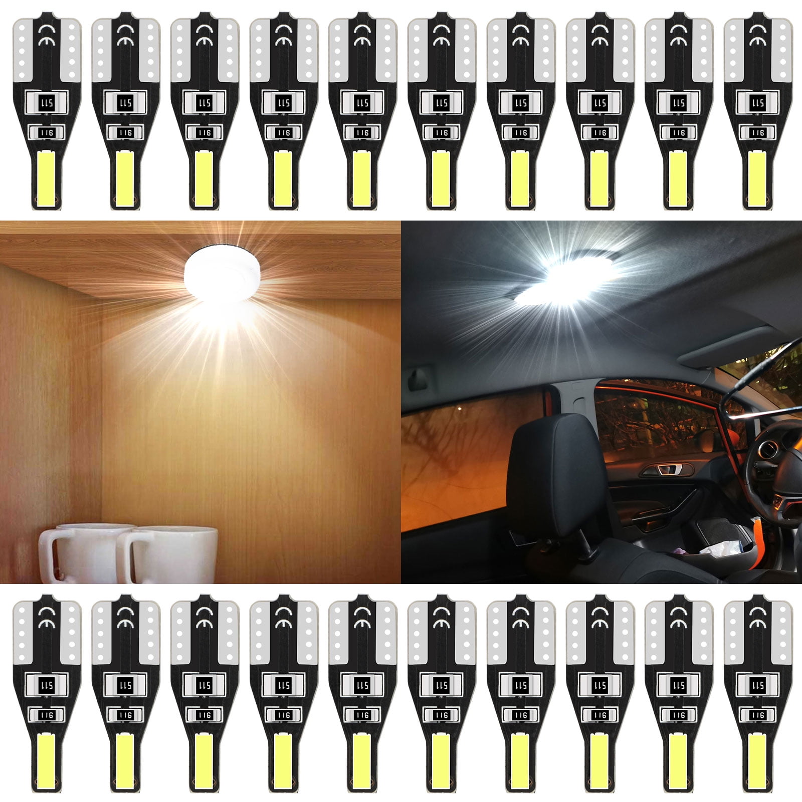 20pcs Xenon White T10 W5W 168 Interior LED Light Bulbs Lamps For RV Tailer Truck 
