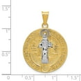 thumbnail image 4 of 14k Yellow with White Rhodium Two-tone Gold Circle St. Benedict Medal Pendant, 4 of 5