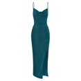 thumbnail image 3 of ZAFUL for Women Prom Dress or Cocktail Dress Evening Part Dress High Slit Draped Slip Dress Green S, 3 of 6