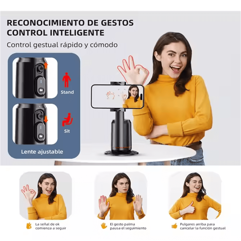 FANGTUOS IQ02 gimbal stabilizer tripod selfie stick with light for face tracking, equipped with Bluetooth remote control