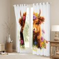 thumbnail image 3 of Feelyou Cute Flower Cow Curtains Pack of 2 (42x84 Each) for Teen, Kawaii Farmhouse Animal Curtains Blackout, Groovy Floral Bedroom Curtains, Blackout Curtains Home Decor, 3 of 6