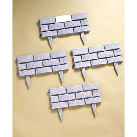 Solar Lighted Brick Look Garden Border Flowerbed Border Landscape Edging Yard (Gray)