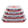 thumbnail image 2 of Tnobhg 4Pcs Collapsible Food Storage Container With Lids Flat Stackable Refrigerator Food Box Set Silicone Food Sealed Crisper Lunch Bento Box For Outdoor Picnic Camping Travel, 2 of 8