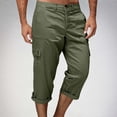 thumbnail image 5 of Xcmzpl Capri Pants for Men Chino Cargo Pants Elastic Waist Rolled Capris Solid Baggy Harem Cropped Trousers with Pockets, 5 of 8