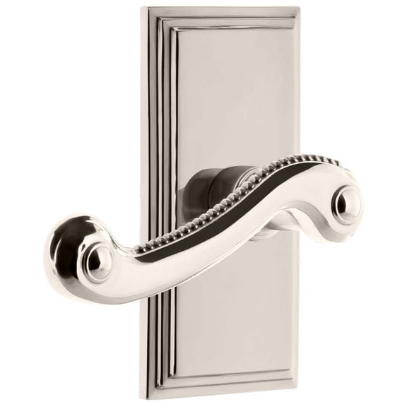 grandeur 825777 carre plate privacy with newport lever in polished nickel, 2.375
