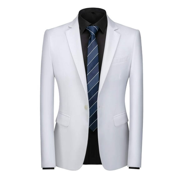 MOgU Mens Slim Fit One Button casual Blazer Veste US Taille 42 (Label Asiatique Taille 5XL) Blanc
