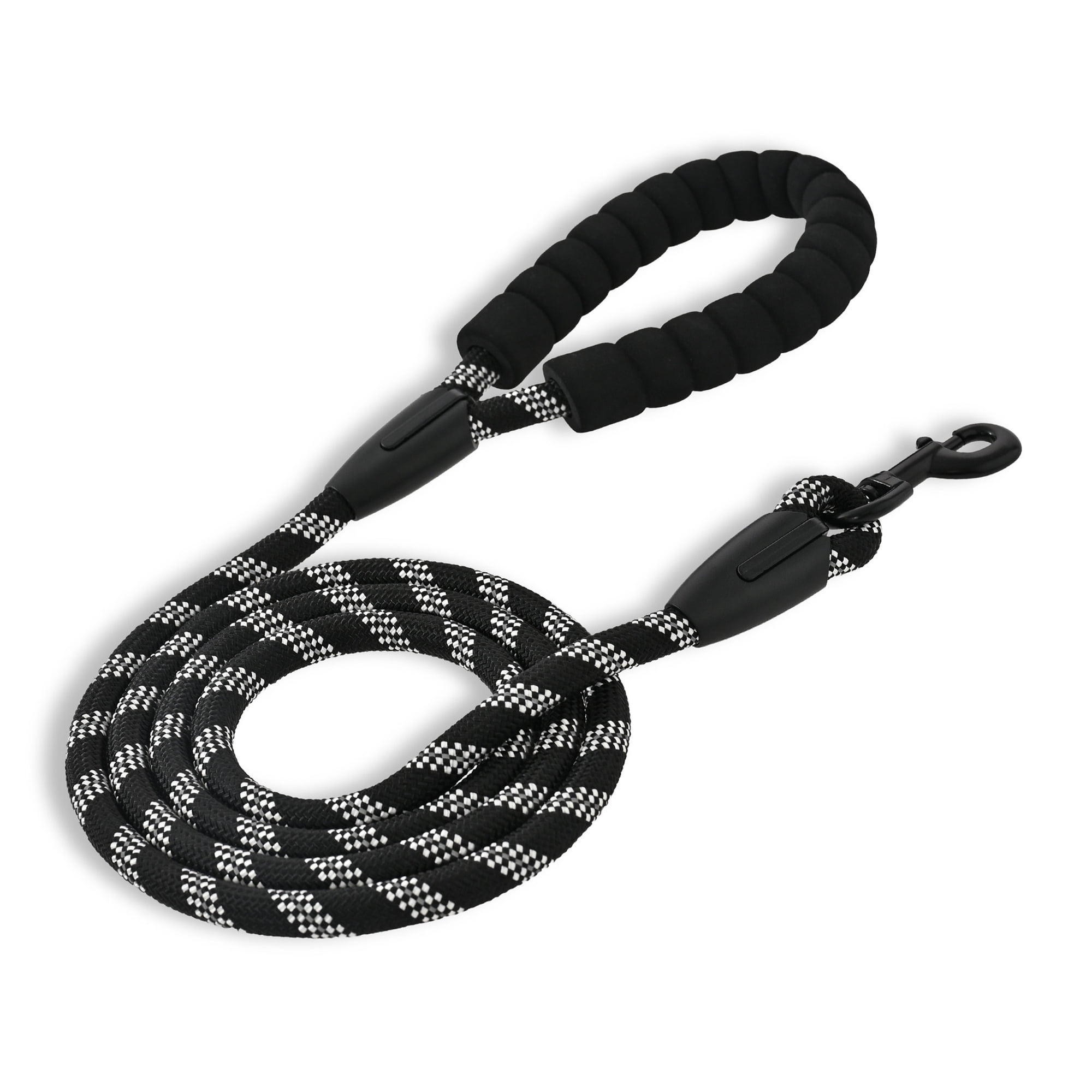 Vibrant Life 6' Padded Handle Reflective Rope Leash, Black and White, M/L