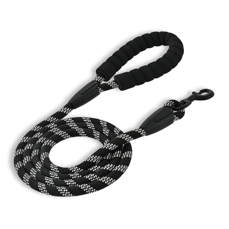 Reflective Rope Leash, 6 ft, Black & White, Medium/Large photo 1